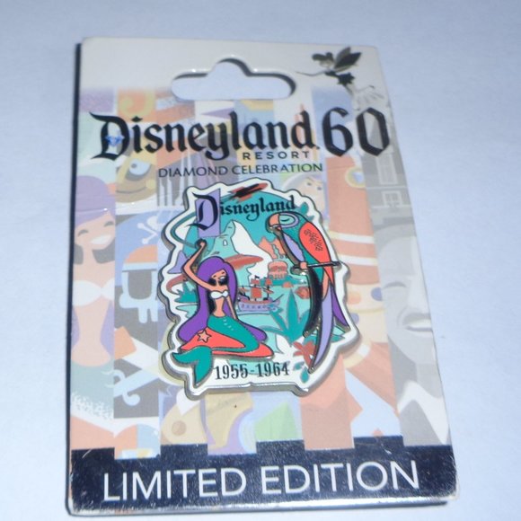 DISNEYLAND 60TH DIAMOND CELEBRATION 1955-1964 MERMAID LAGOON TIKI LE DISNEY PIN - Picture 1 of 3